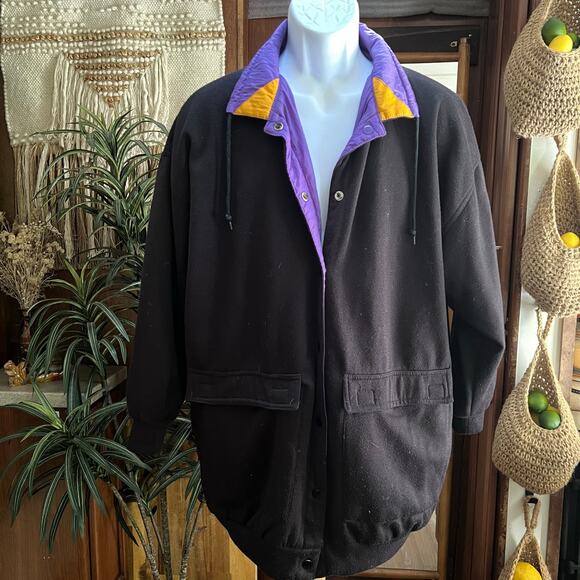 Current Seen Vintage 90s Reversible Windbreaker Jacket | Retro Sportswear Purple - Picture 4 of 15